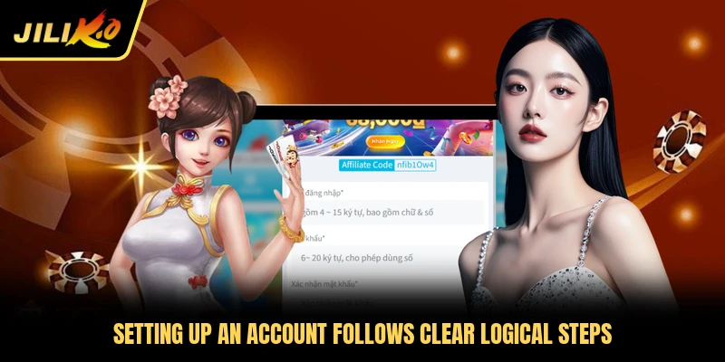 Setting up an account follows clear logical steps